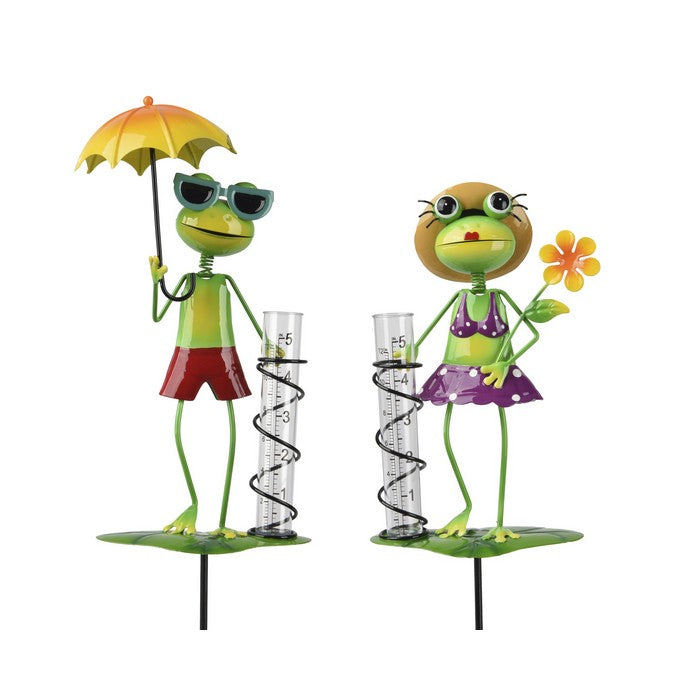 Pick da giardino in metallo e plastica con rana 82 cm