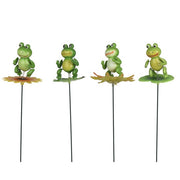 Pick da giardino in metallo e plastica con rana 13 cm