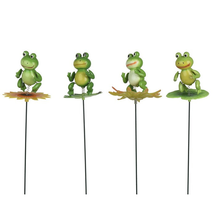 Pick da giardino in metallo e plastica con rana 13 cm