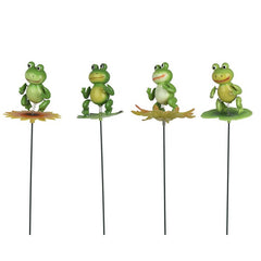 Pick da giardino in metallo e plastica con rana 13 cm