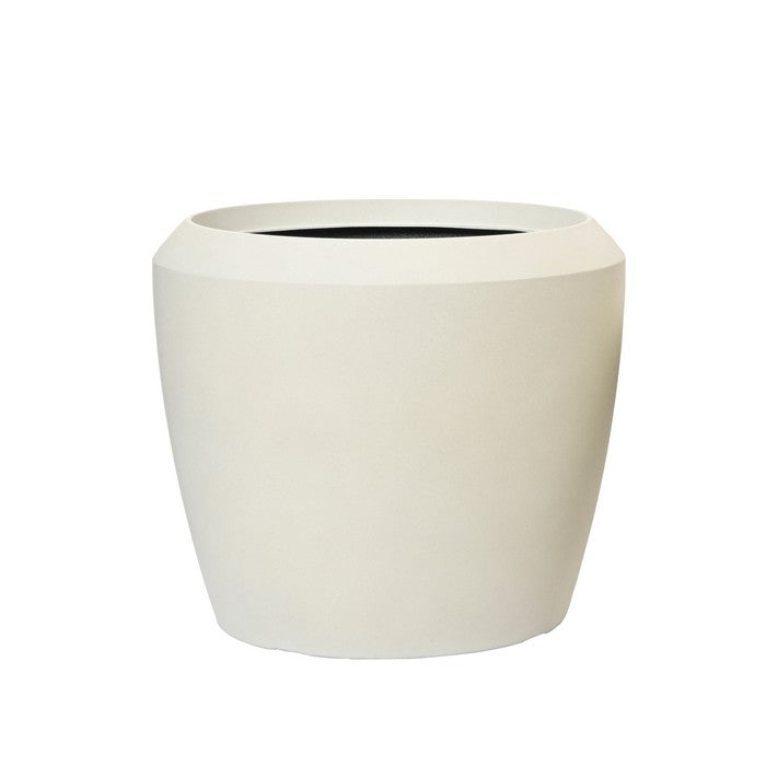 Fioriera tonda effetto cemento bianco in plastica