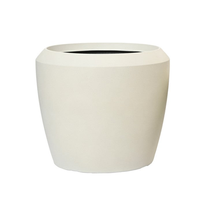 Fioriera tonda effetto cemento bianco in plastica