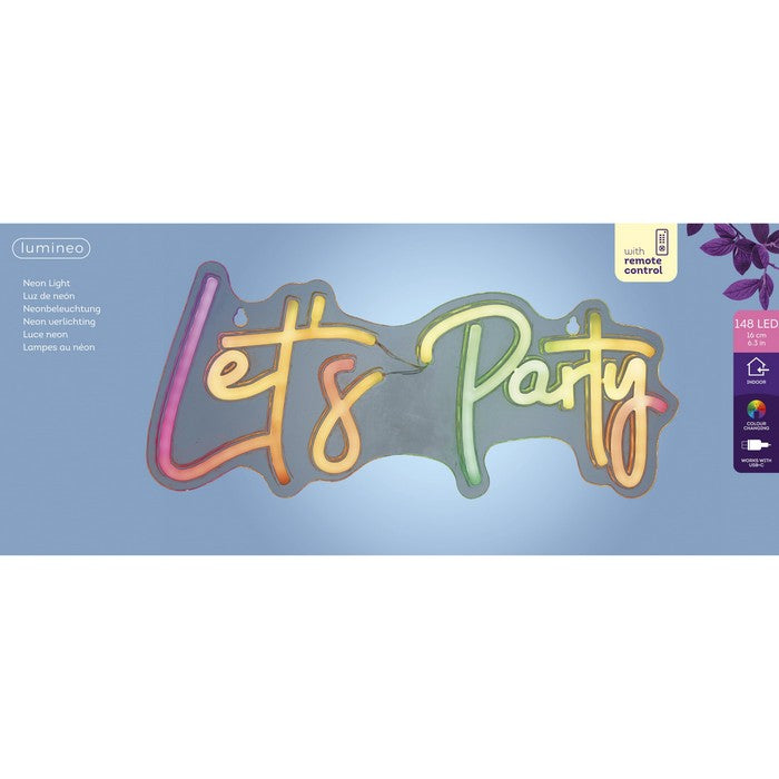 Insegna luminosa neon LED alimentazione USB - Let's Party