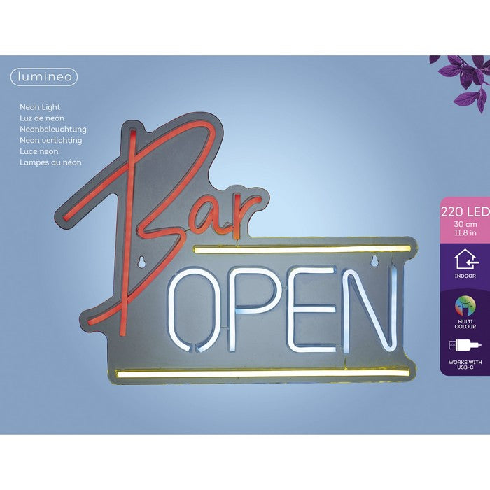 Insegna luminosa neon LED alimentazione USB - Bar Open