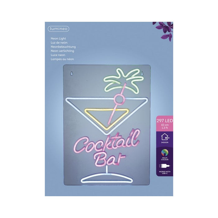 Insegna luminosa neon LED alimentazione USB - Cocktail Bar