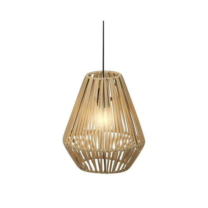 Lampada a sospensione in rattan con LED a batteria 27 cm