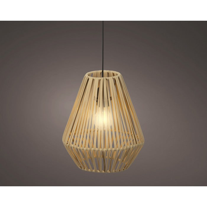 Lampada a sospensione in rattan con LED a batteria 27 cm