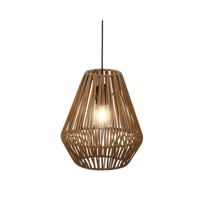 Lampada a sospensione in rattan con LED a batteria 27 cm