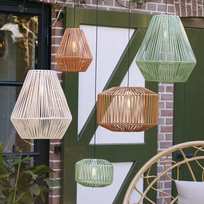 Lampada a sospensione in rattan con LED a batteria 27 cm