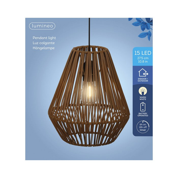 Lampada a sospensione in rattan con LED a batteria 27 cm