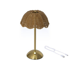 Lampada da tavolo ricaricabile in rattan con LED 30 cm