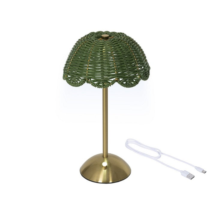 Lampada da tavolo ricaricabile in rattan con LED 30 cm
