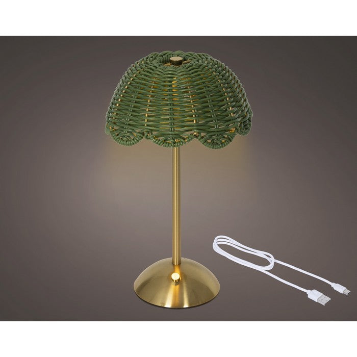 Lampada da tavolo ricaricabile in rattan con LED 30 cm
