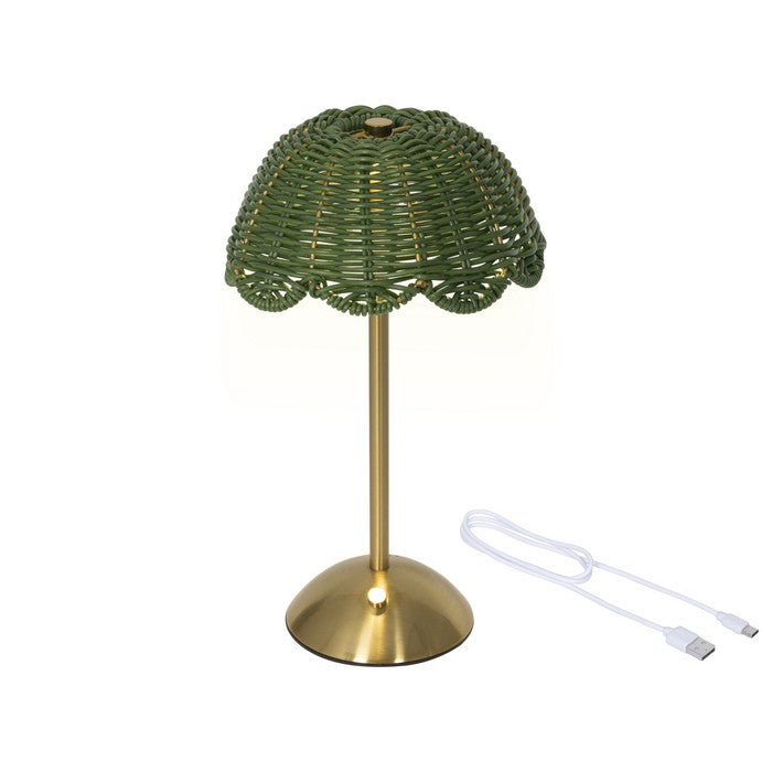 Lampada da tavolo ricaricabile in rattan con LED 30 cm