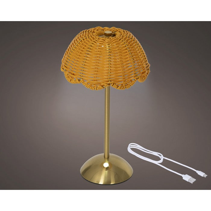 Lampada da tavolo ricaricabile in rattan con LED 30 cm