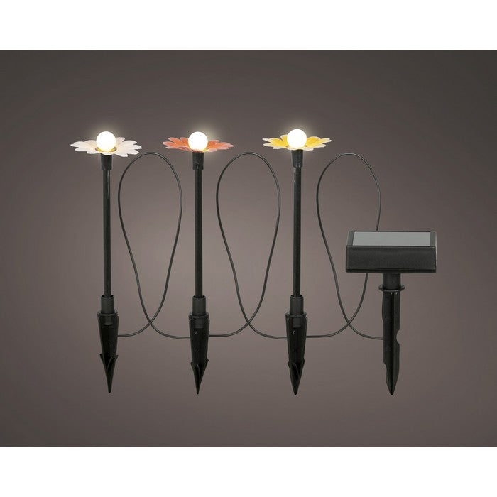 Set 3 picchetti da giardino con girasole LED a luce solare