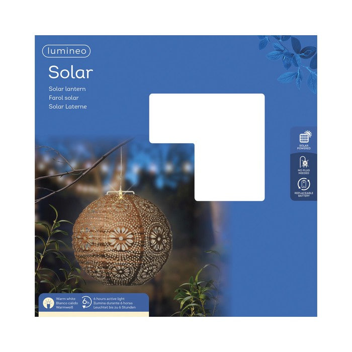 Lampada tonda a sospensione con LED a luce solare 25 cm