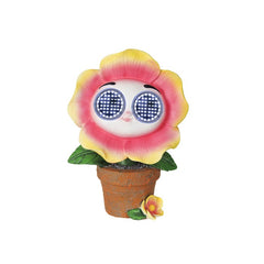 Piantina artificiale in resina con occhi LED a luce solare fiore rosa