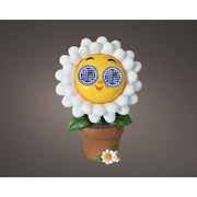 Piantina artificiale in resina con occhi LED a luce solare fiore bianco
