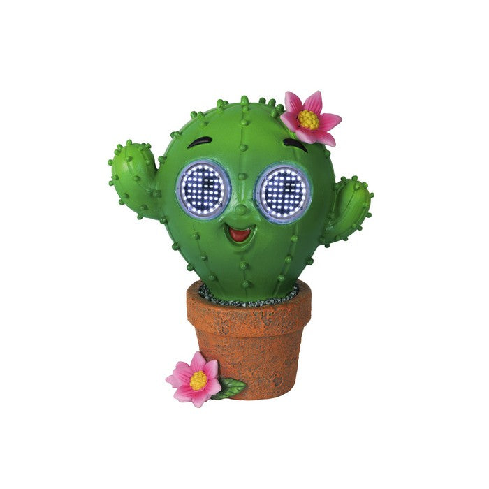 Piantina artificiale in resina con occhi LED a luce solare cactus