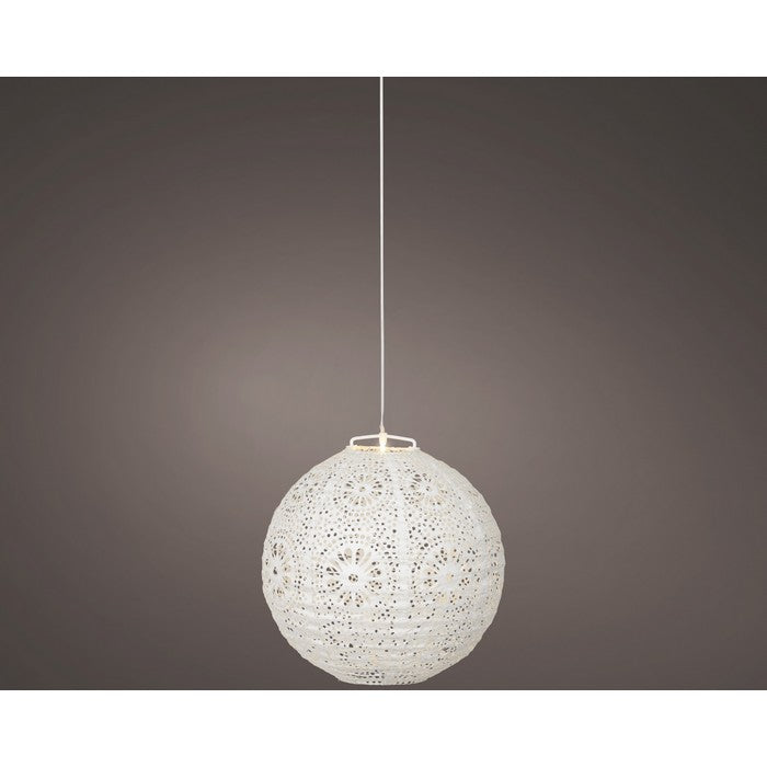 Lampada a sospensione tonda bianca con LED a luce solare 23 cm