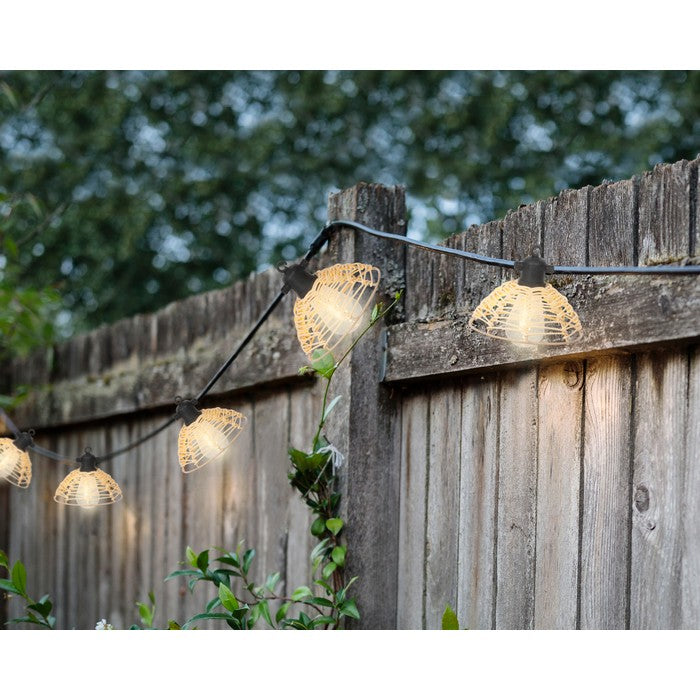 Catena luminosa rattan beige LED  per esterno 450 cm bianco caldo