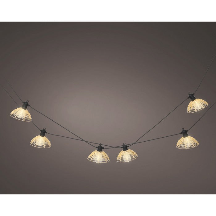 Catena luminosa rattan beige LED  per esterno 450 cm bianco caldo