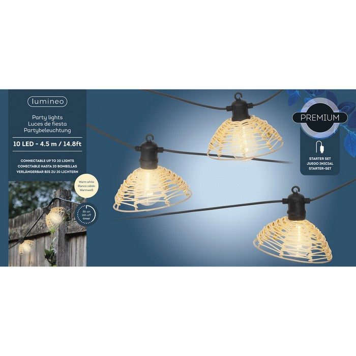 Catena luminosa rattan beige LED  per esterno 450 cm bianco caldo