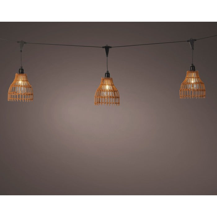 Catena luminosa rattan LED  per esterno 200 cm bianco caldo