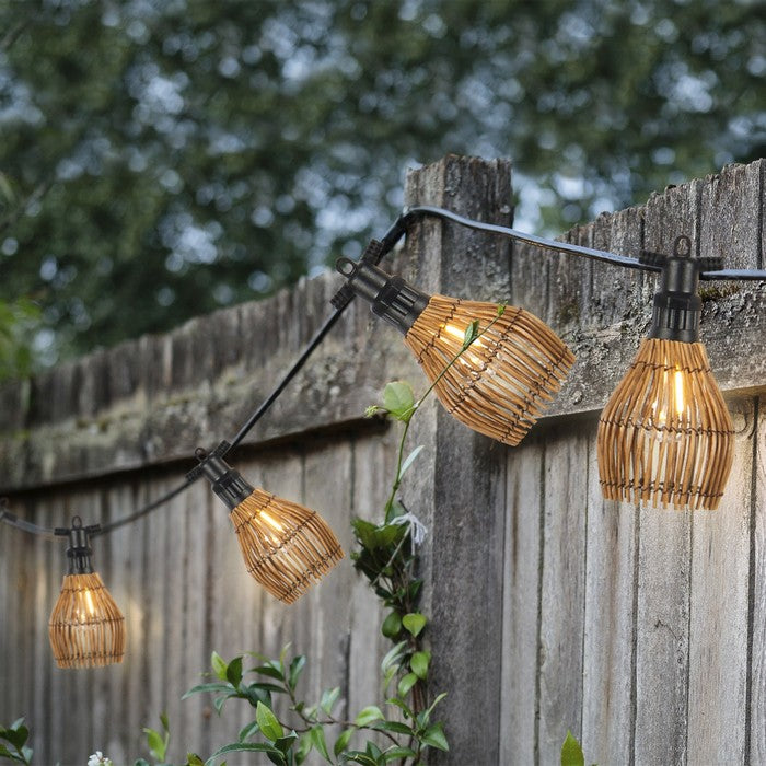 Catena luminosa rattan LED  per esterno 450 cm bianco caldo