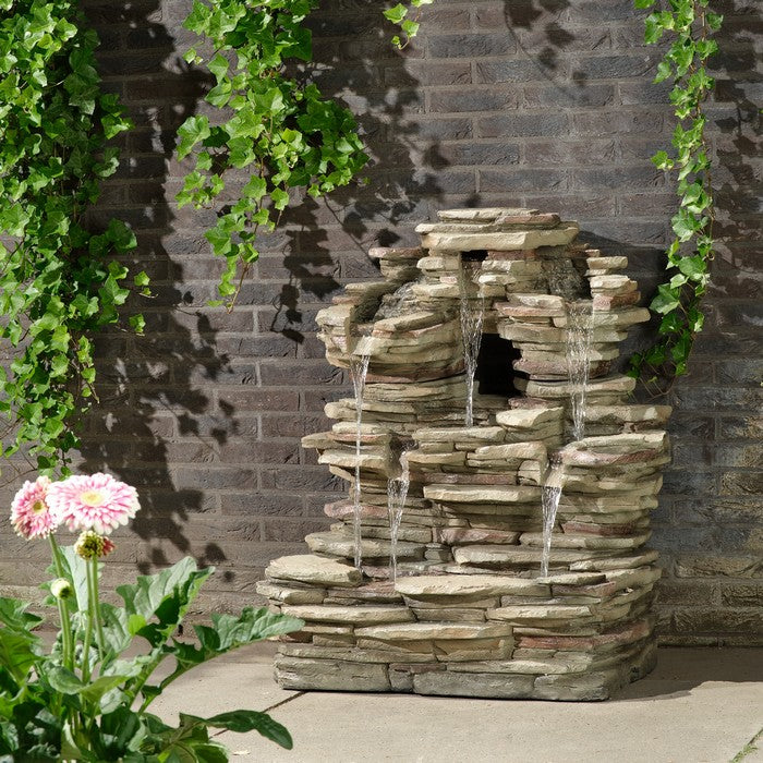 Fontana decorativa effetto roccia in poliresina 130 cm