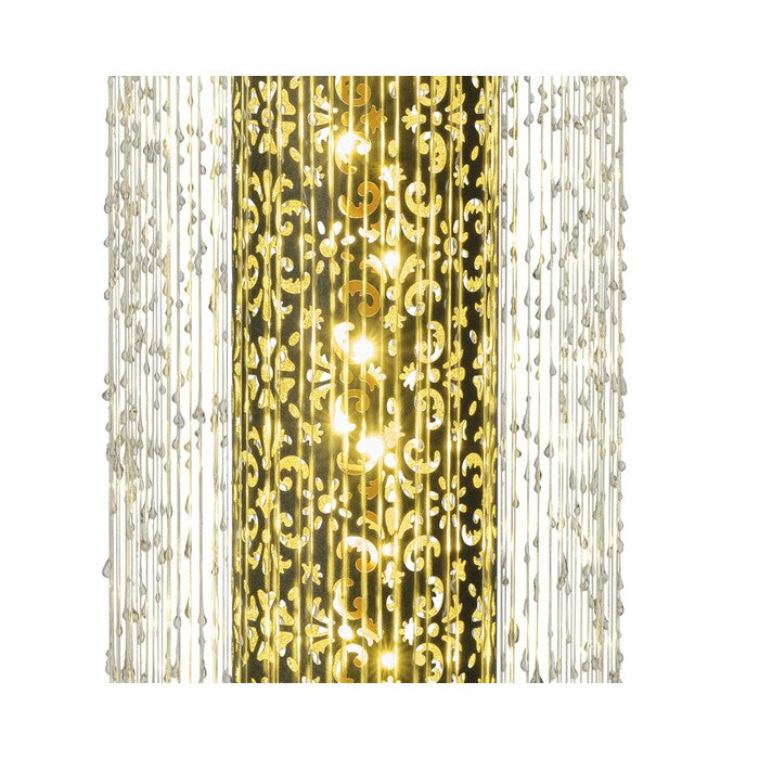 Fontana cilindrica in acciaio con LED per decorazione 112 cm verde