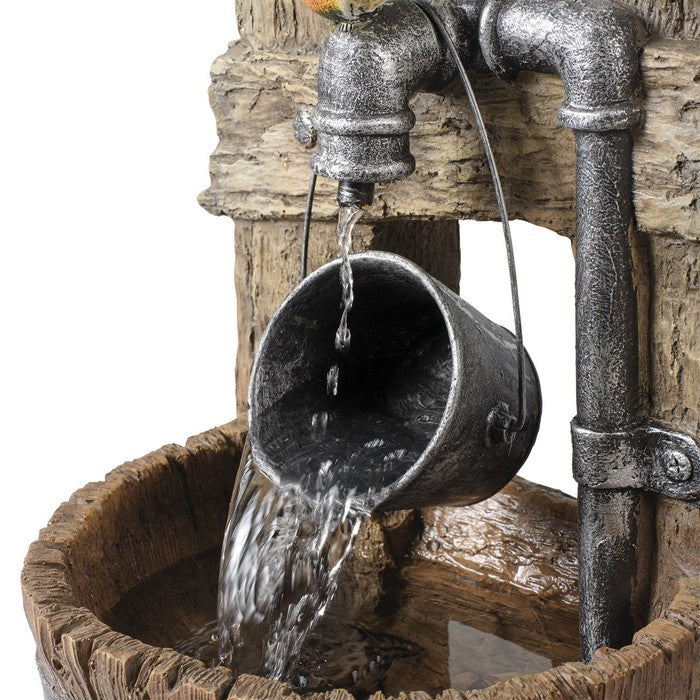 Fontana decorativa botte in poliresina a luce solare 71 cm