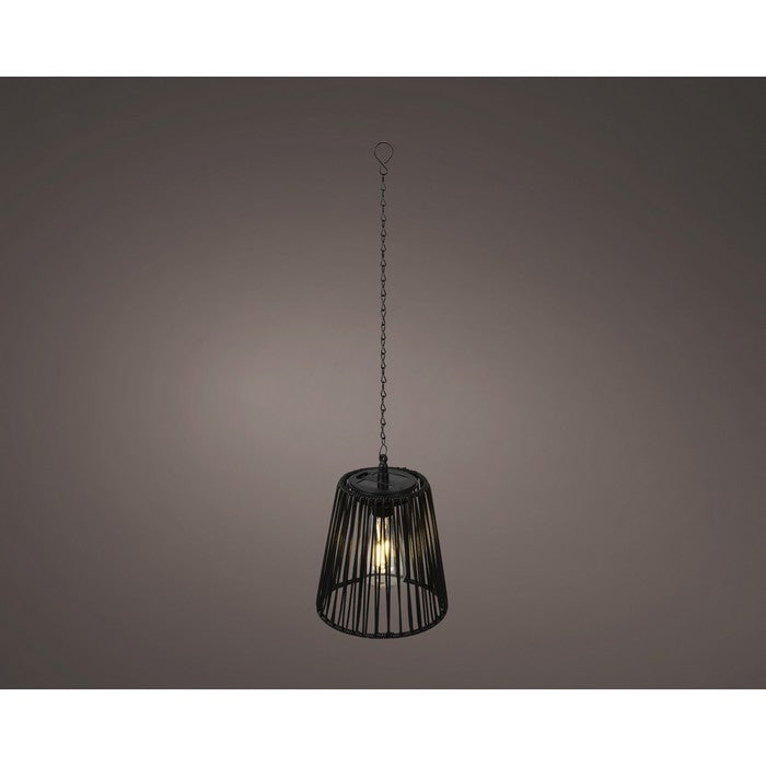 Lampada pendente LED a luce solare in rattan colorato