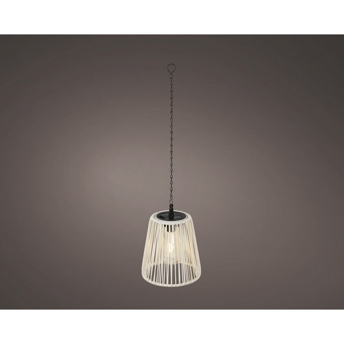 Lampada pendente LED a luce solare in rattan colorato