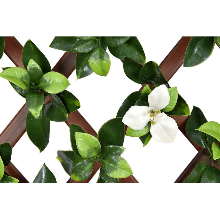 Siepe artificiale con foglie e fiori bianchi 90x180 cm