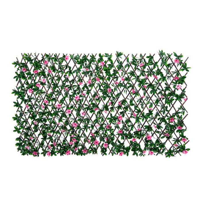 Siepe artificiale con foglie e fiori rosa 100x200 cm - Azalea