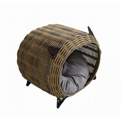 Cuccia per animali domestici in plastica effetto rattan con cuscino