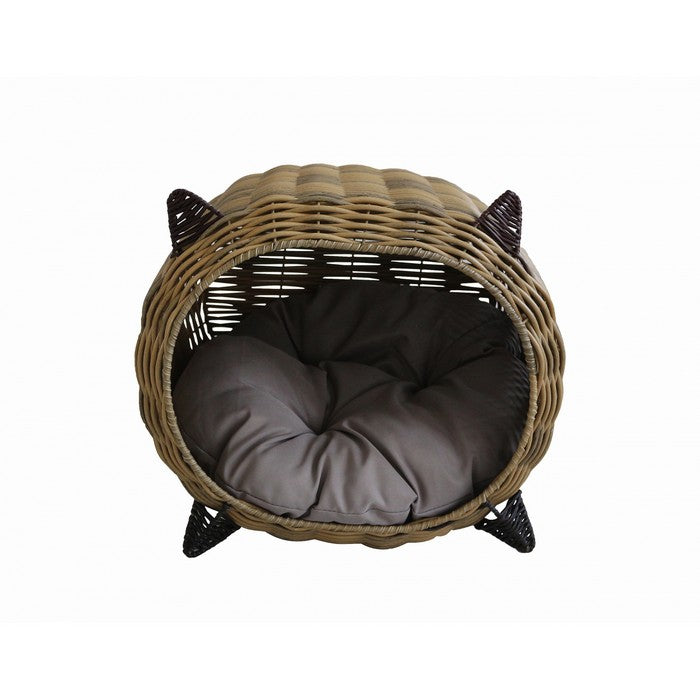 Cuccia per animali domestici in plastica effetto rattan con cuscino