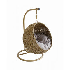 Cuccia sospesa rattan per animali con cuscino impermeabile