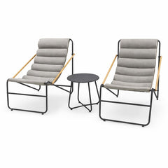 Set da giardino moderno in metallo con 2 poltrone imbottite e tavolino - Essential