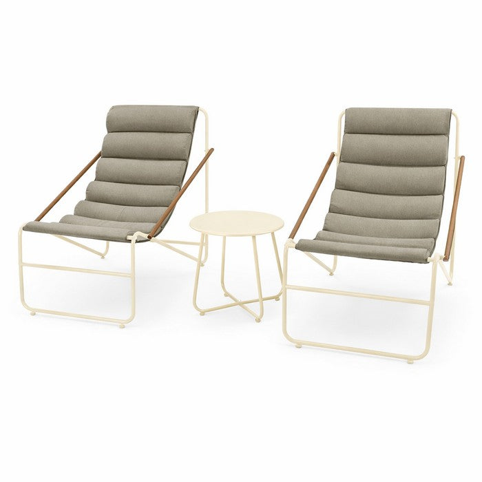 Set da giardino moderno in metallo con 2 poltrone imbottite e tavolino - Essential
