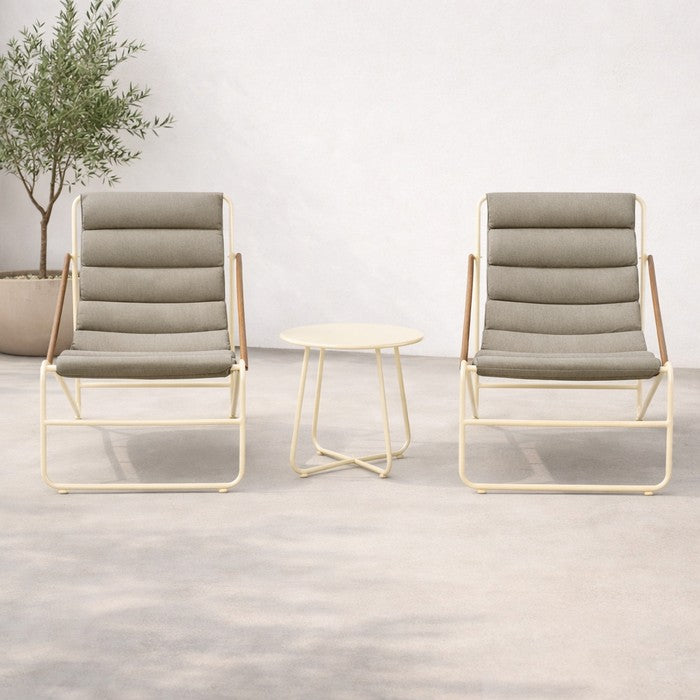 Set da giardino moderno in metallo con 2 poltrone imbottite e tavolino - Essential