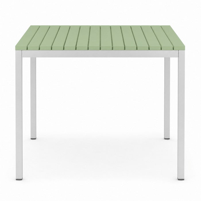 Tavolo da giardino in metallo con piano a doghe in fiberglass 80x80 cm - Summer