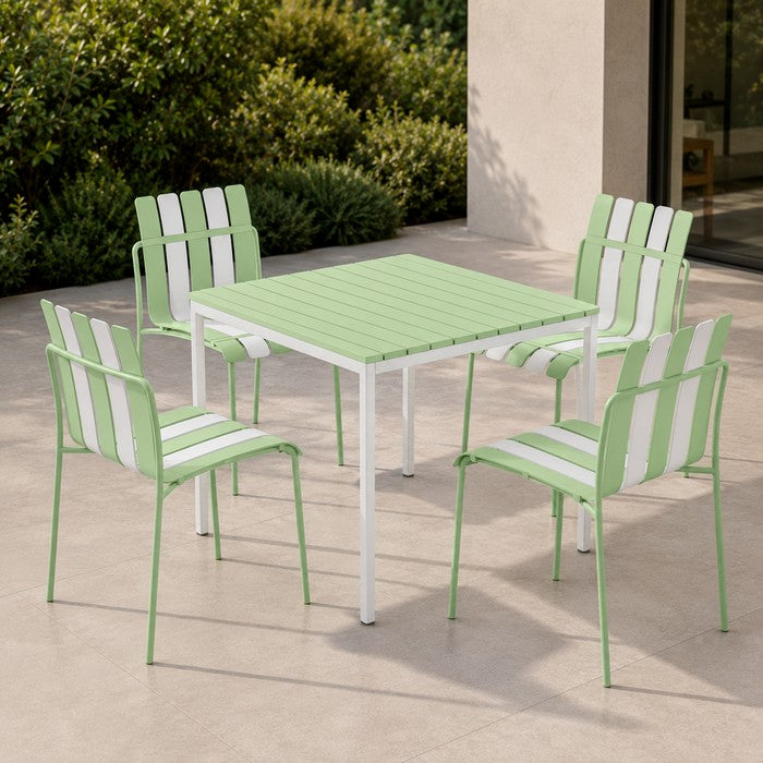 Tavolo da giardino in metallo con piano a doghe in fiberglass 80x80 cm - Summer
