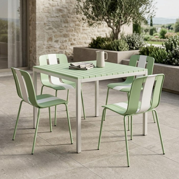 Tavolo da giardino in metallo con piano a doghe in fiberglass 80x80 cm - Summer