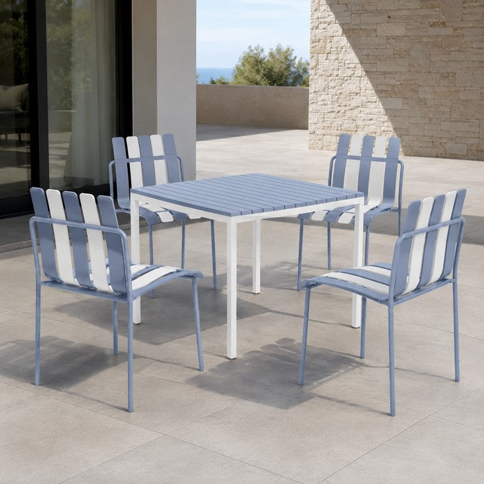 Tavolo da giardino in metallo con piano a doghe in fiberglass 80x80 cm - Summer