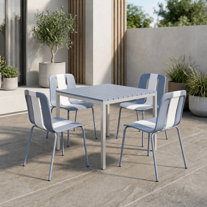 Tavolo da giardino in metallo con piano a doghe in fiberglass 80x80 cm - Summer