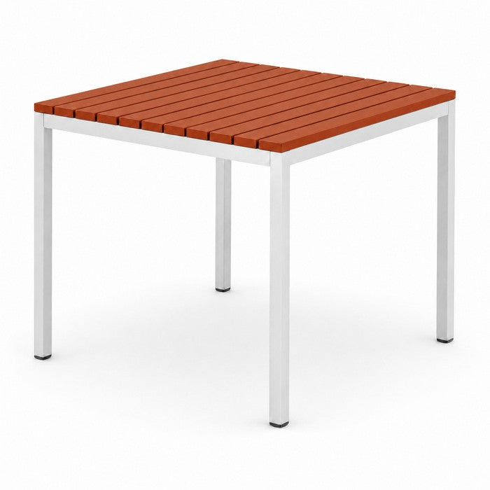 Tavolo da giardino in metallo con piano a doghe in fiberglass 80x80 cm - Summer