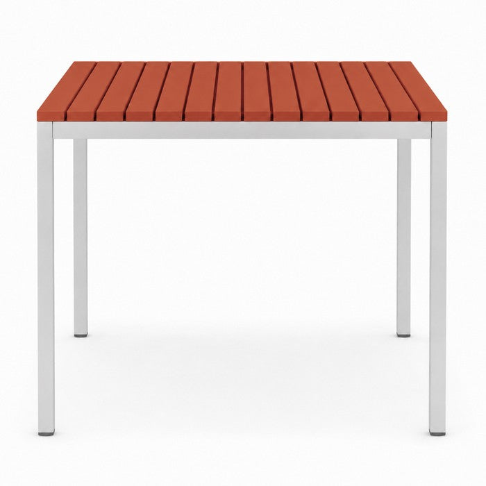 Tavolo da giardino in metallo con piano a doghe in fiberglass 80x80 cm - Summer